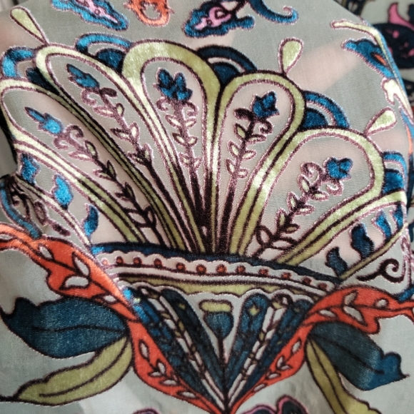 Altar'd State Paisley Elegant Green Bell Sleeve Velvet Dress Size Medium - Picture 12 of 12